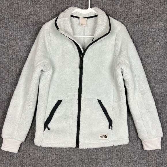 The North Face‎ Blue Fleece Sherpa Fuzzy Teddy Full Zip Jacket Womens Small - Picture 1 of 10